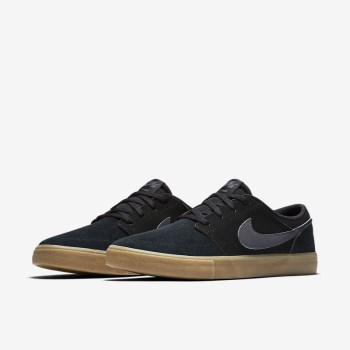 Nike SB Solarsoft Portmore II - Férfi Utcai Cipő - Fekete/Világos Barna/Sötét Szürke